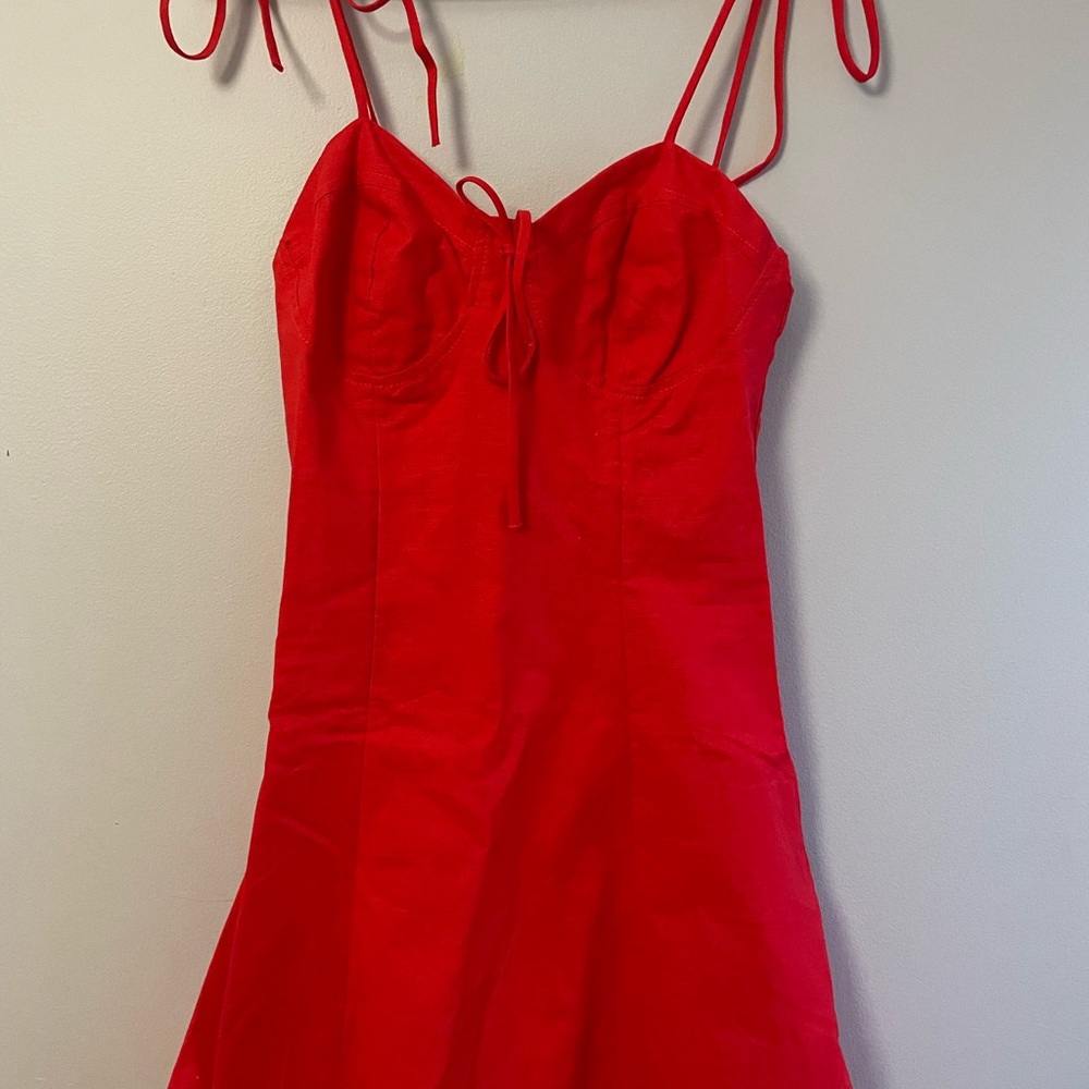 red sweetheart tie shoulder red dress - NEVER WORN